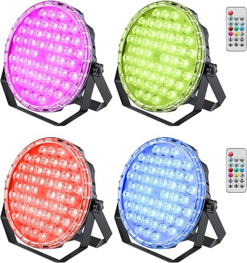 BETOPPER ウルトラスリム DJパーライト 54 RGB LEDパーキャンライト DMX512対応 リモコン&サウンドアクティブ ウェディング・パーティー・ディスコ用 4個セット