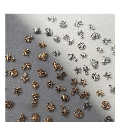 aninako【図柄ランダム/多柄ブラインドボックス】50個パンクネイルアートチャームネイルパーツメタルパ..