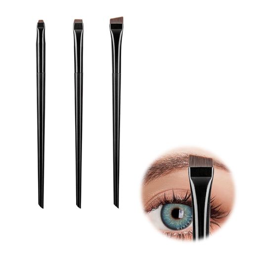 TVETE極細アイブラシ【3本セット】アイブロウブラシアイライナーブラシ斜め型メイクブラシ高級繊維毛柔..