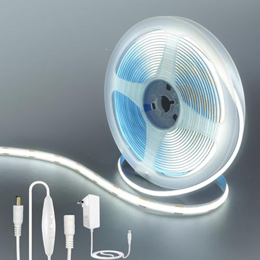クリアヒル(Clearhill)COB テープライトLEDストリップライト 5m 昼白色 6500K 高密度 320LEDs/m DC12V 180°発光CRI =90,12V 電源アダプター 出力:12V/3A,調光スイッチ fleurette01-10418753 fleurette パッケージ画像