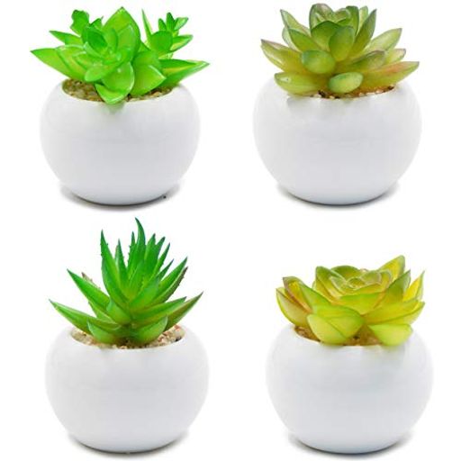 TOSSOW人工多肉植物ミニ人工観葉植物枯れないインテリア4点セット円形プレゼント