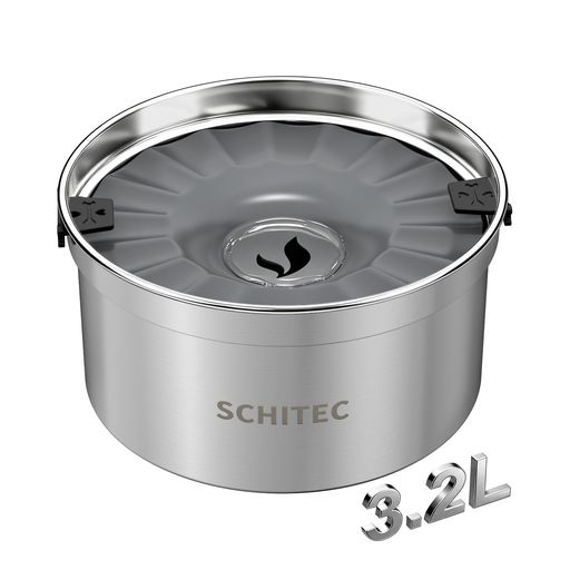 SCHITEC 犬 水飲み器 給水器 こぼれない 浮き皿 ステンレス 3.2L むせ防止 中型・大型犬に対応 ゆっくり飲める 水入れ みずのみ皿