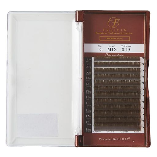 アッシュブラウンカラーフラットミックス12列Cカール0.15太さ8-13mmミックス アルミ台紙にサイズは表記してお使いやすいです くぼみがある楕円形のフラットな形毛先が2本分けれ 通の丸い毛と比べ1/3ほどの超軽量横の径が長い方が0.15...
