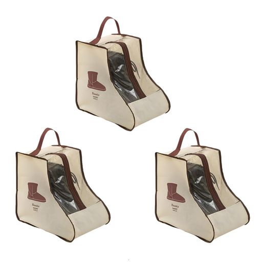 Sundries Box - koundenekoブーツ収納袋ショートブーツカバー3個セット透明窓付き持ち手付き立体シューズケースロングブーツ/レインブーツ/スノーシューズ収納保管ほこり汚れ防止防水シューズカバー袋…