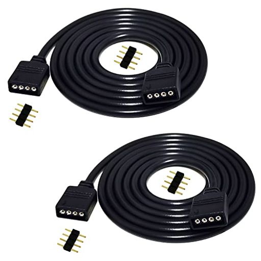 LitaElek 2個2m LEDテープ延長ケーブル 4ピンRGB LEDコネクタワイヤ 用SMD 5050 3528 2835 RGB LEDテープライトLEDストリップライト4x 4PINオスオスコネクタ,黒