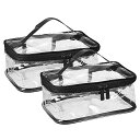 VOCOSTE化粧ポーチ化粧バッグクリアメイクアップバッグ旅行用防水透明PVC2個入り黒(4)