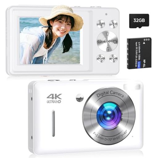 ブイログ 【4400万画素&amp;1080P動画対応】高感度CMOS搭載のコンパクトデジタルカメラ。4400万画素の超高精細写真とフルHD動画をサポートし、半押しで簡単フォーカス。細部まで鮮明に写る高解像度で、後から見返しても写真がぼやけにくく、スマホやパソコンの大画面でもクリアな画質を楽しめます。軽量コンパクト設計のこのデジカメは、修学旅行や誕生日パーティーなど、大切な瞬間を高品質で記録できるカメラとして、子供や初心者に最適なキッズカメラです。 【16倍デジタルズーム搭載】手ぶれ補正機能付きコンパクトデジカメは、16倍のデジタルズームで花の蜜を取る蜂などの微小被写体から、遠くの風景や体育館の舞台まで、離れた被写体もくっきり撮影可能。手ぶれ補正によりズーム時も画面の揺れを抑制し、鮮明な画質を保証します。W/Tボタンで簡単操作できるこのデジタルカメラは、修学旅行や動物園、スポーツ観戦など多様なシーンで遠近感のある撮影を実現。コンパクトで軽量なキッズカメラとして子供にも最適ながら、十分な性能で大人向けカメラとしても実用性が高く、デジカメ初心者から日常使いまで幅広く対応します。