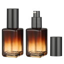 Segbeauty小分けボトル30ml2本セット茶色ガラス製遮光化粧水乳液精油用詰め替えボトルポンプボトルオイルボトルトラベルボトル持ち運び可能家庭出張旅行用品【茶色グラデーション】