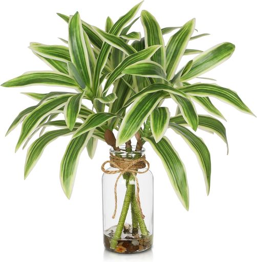 VillaComoフェイクグリーン造花卓上ユリ竹40CMインテリア人工観葉植物花瓶付きエアプランツ新築祝い開店祝い新年クリスマスオフィス店おしゃれ(緑3本)