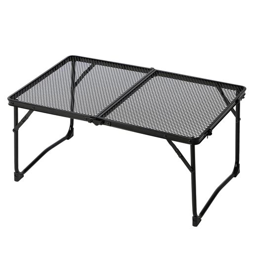 TIMBER RIDGE アウトドア メッシュ ソロ テーブル 折りたたみ式 ロータイプ キャンプ用 軽量 コンパクト収納 携帯便利 屋外物置き ブラック 64x38x30cm