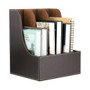 KINGFOM3グリッド本/ファイル/書類収納ホルダー本立て書類収納スタンドPUレザー自宅オフィス用ファイル収納卓上オーガナイザー本/ファイル/書類/雑物収納自...