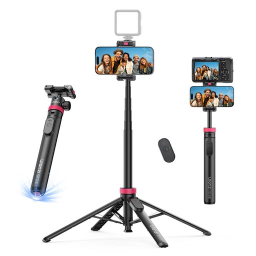 【2in1スマホ三脚&amp;様々な用途に使用】MT-44Bスマホ三脚には、2in1隠れのスマホホルダーが付属されており、別のスマホホルダーを搭載いらないで、コルドシューも付けて、Vlog用のラジオを追加することができます。新バージョンでは、新機能も追加されました。スマートフォンクリップは、90度に開いてスマートフォンを固定するだけでなく、270度に開いてスマートフォンを逆さまに保持することもできます。また、スマートフォンとカメラを同時に操作してデュアルカメラ撮影を行うことも可能で、スマートフォンをテレプロンプターとして使うこともできます。隠れのスマホホルダー、vlogにとってより便利です。 【ワンタッチ自動開閉の安定四脚機構】このカメラ三脚は革新的なタッチツーオープン設計によりで、三脚を地面に軽く立てるだけで、四脚が自動で開く「ワントッチオープン」を実現。秒で広がり、秒で閉じる。収納時も、振り上げる・スライダーを引く・素早く上げるの通りの方法で、手を挟むリスクなしでスムーズに収納できます。面倒な手作業とはさようなら。