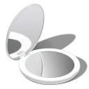 Fanciiコンパクトミラー化粧鏡10倍拡大鏡両面鏡LEDライト付き電池自然光12.7cm大きな鏡メイクミラー、白い(Lumi)