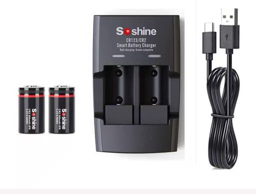 SoshineCR2充電池2本+充電器セット3.0V(3.2V)