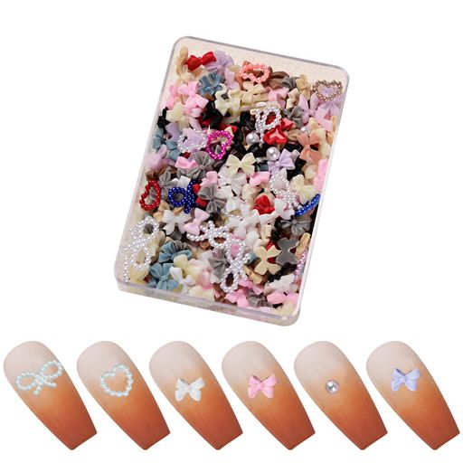 ネイルパーツリボン約500個セットクリアオーロラリボン蝶3D立体蝶結びネイルアートジュエリーパーツハ..