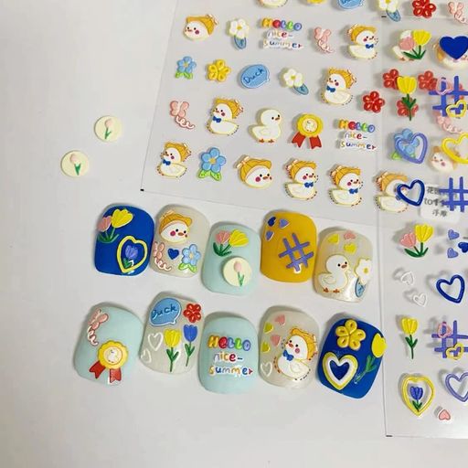 グラフィティイエローダックネイルアートステッカーデカールガーデン5Dエンボスかわいい自己接着性手描きグラフィティカラフルフラワーネイルアートステッカー女の子のためのDIYデザ… グラフィティイエローダックネイルアートステッカーデカールガーデン5Dエンボスかわいい自己接着性手描きグラフィティカラフルフラワーネイルアートステッカー女の子のためのDIYデザ…