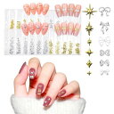 nalainaネイルパーツネイルスタッズ4本セットスタッズ星3D立体Y2Kスター四芒星十字架蝶結びスタージェルネイルクロス金属パーツネイルデザインアクセサリーデ...