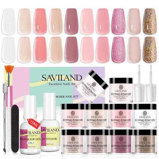 SAVILANDディップパウダーネイルキット:ディッピングパウダーシステムフレンチネイルアートマニキュアスターターキット2-IN-1ディップベーストップコートネイルサロンホームDIY用アクティ… SAVILANDディップパウダーネイルキット:ディッピングパウダーシステムフレンチネイルアートマニキュアスターターキット2-IN-1ディップベーストップコートネイルサロンホームDIY用アクティ…