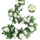 Nricrlusリアルなバラの造花ツル2.2m約16花付きシルクフラワーインテリア飾り壁掛け吊るし用結婚式・パーティー・イベント・店舗装飾DIYギフトに最適(2...