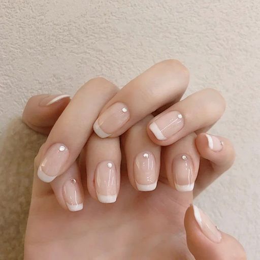 24個/箱取り外し可能なホワイトフレンチスクエアヘッドつけ爪着用可能なラインストーンつけ爪フルカバーネイルチッププレスオンネイル 24個/箱取り外し可能なホワイトフレンチスクエアヘッドつけ爪着用可能なラインストーンつけ爪フルカバーネイルチッププレスオンネイル
