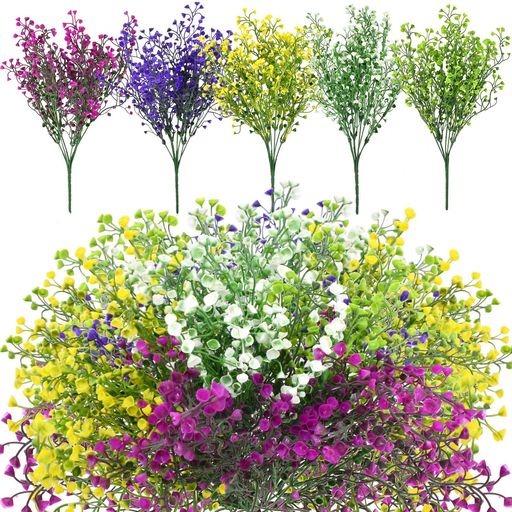 造花アウトドアフェイクフラワー花束プラスチック造花UV耐性5バンドルセット偽花庭植物低木造花屋外屋内庭バルコニー植木鉢花壇入り口お墓四季の装飾キッチンホームウェディングオフ…