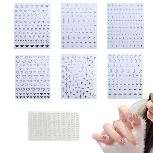 YUHENGCT7枚ネイルシールパーツ3D立体感ネイルステッカー貼るだけ星ハートネイル飾りキラキララインストーンシール人気おしゃれネイルデザインDIYネイルデカール