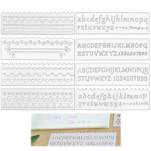 PAVIKEステンシルシート製図用テンプレート【16枚セット】ステンシルアルファベット小学生子供絵画塗り絵ステンシル定規再利用可能製図用定規セット数字/波線/ハ...