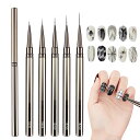 ネイルブラシ極細5本セットネイルライナー筆ジェルネイルブラシ線を引くネイルアートペンネイル筆キャップ付き6mm9mm12mm15mm18mm(ブラック)