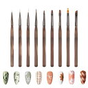 ジェルネイルネイルブラシ9本セットネイルアート筆極細ラウンドラインネイル筆キャップ付きネイルアートブラシマニキュア初心者セルフネイルプロ(A)