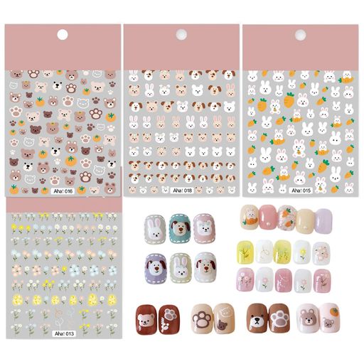 MAEXUSかわいいネイルシールパーツ4枚入り顔シール手帳シールネイルパーツシール貼るだけデコレーションネイルステッカーDIYニンジンの小さなウサギ、コーヒーの小さなクマ、さわやか… MAEXUSかわいいネイルシールパーツ4枚入り顔シール手帳シールネイルパーツシール貼るだけデコレーションネイルステッカーDIYニンジンの小さなウサギ、コーヒーの小さなクマ、さわやか…
