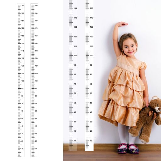 seimeinoki身長計身長計ステッカーウォールステッカー2点セット0-200cm透明白メジャーステッカー身長インジケーター定規シンプルデザイン剥がせる粘着防水耐汚れ大人子供