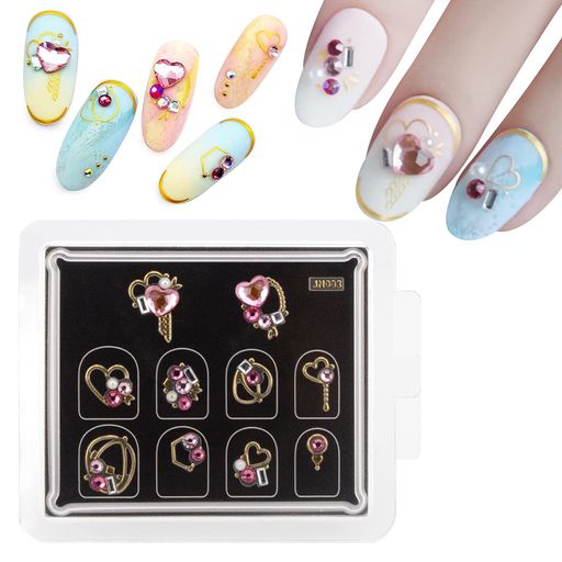 AnGalaxyネイルシールピンクダイヤモンドDIYネイルデカールジュエル3D立体感ゴージャスシマートップデザイナー設計可愛いネイルシール手用人気おしゃれ上級ネ...