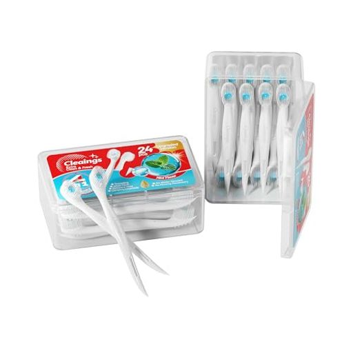 cleaings 4-in-1 使い捨て歯ブラシ 24本 柔らかブラシ 水不要 歯磨き粉付き 舌クリーナー 歯間ブラシ 携帯用 ポータブル 旅行 出張 防災 備蓄 ミント