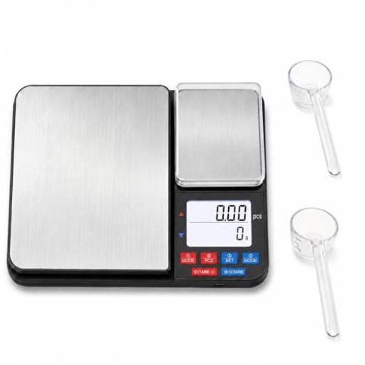 デュアル計量皿 2 レンジ設計、2 段階計量仕様、大皿 5kg/1g、小皿 500g/0.01g の 2 仕様を 1 台に凝縮。大容量食材から微量の薬剤・ジュエリーまで 1 台で対応、一般的な単皿タイプの同種商品と差別化できます。 ステンレス天板採用、汚れや水分の拭き取りが簡単でお手入れ楽なステンレス素材の天板は、水滴や汚れを布でさっと拭き取れ、毎日のキッチン調理に適しています。 風袋引き+PCS 個数計+各皿別単位切替搭載、多機能で汎用性に優れます。風袋引き機能で容器重量をゼロ補正、PCS カウント機能で小物の個数管理が可能。 大皿:g/kg/tl/fl:oz/lb:oz/milk ml/water ml 小皿:g/gn/dwt/ozt/tl/ct/oz それぞれの計量皿に合わせ単位切り替えられ、製菓・調理・貴金属測定など様々なシーンで活用できます。 バックライト液晶 + 自動電源オフの省エネ設計 + Type-C 充電対応: バックライト付き LCD 画面は暗い室内でも数値が鮮明に確認できます。