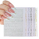 アルファベットネイルシール7枚セットイニシャル小さい綺麗ですキラキラ電話装飾スケジュールシール自粘着文字筆記体シルバー
