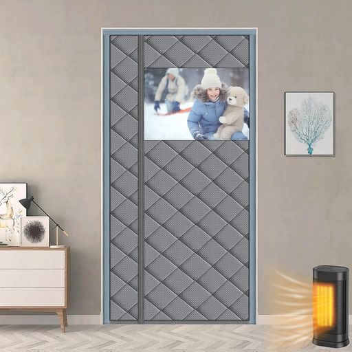 WochiTVコットンカーテン断熱カーテン玄関ドアマグネット暖簾自動閉まる冷気を防げ高断熱遮光防音保温防寒防水防風のれん冷暖房効率アップ省電対策冬は暖かい取り付け簡単90x210cm