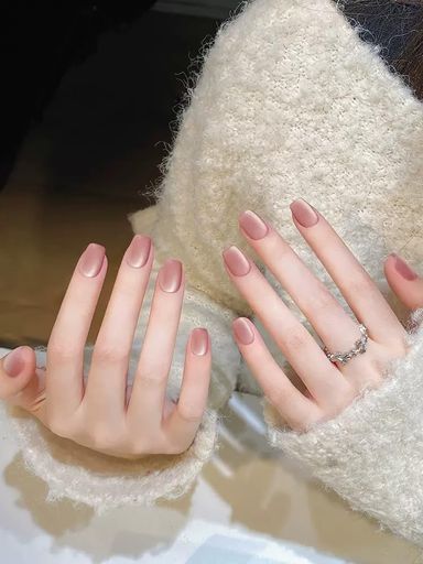 RosiFoxiNails10枚手作りネイルチップ付け爪短めシンプルベルベットオパール春人気ピンクベルベットオパールおしゃれ可愛いデザインつけ爪収納ボックス付き和風成人式結婚式明日届SizeMS