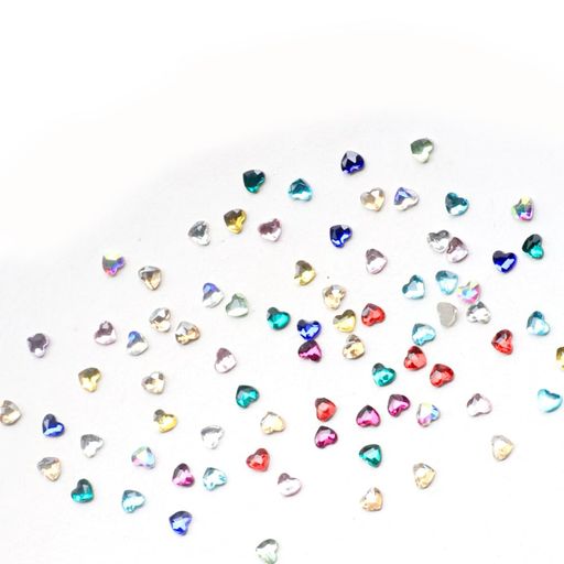 ISHRハートネイルストーン約100個3mmネイルパーツネイルツールオーロラ立体多色レジンネイルデコパーツ(ハート型)