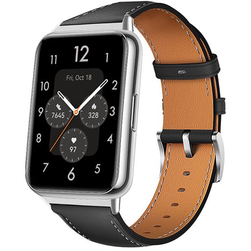 [Miimall]本革バンド対応HUAWEIWATCHFit2レザーバンド革製HuaweiWatchFit2用交換バンド軽量ビジネス高級ファーウェイウォッチFit2バンド/ベルト(ブラック)