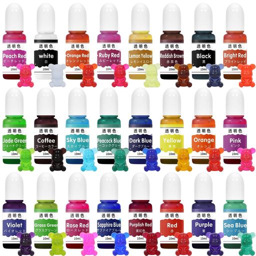 TYNRobレジン着色剤透明色24色*10ml【24色エポキシ樹脂顔料レジン着色剤】レジン液エポキシ樹脂染料高..