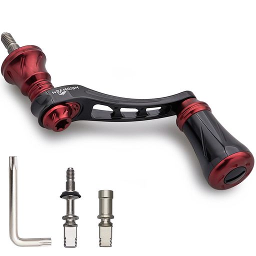 HEIGHTEN45-50mm可変リールハンドル19mmアルミノブ搭載シマノダイワ通用スピニングリール用ArchSeries(ワインレッド&ブラック)(879)