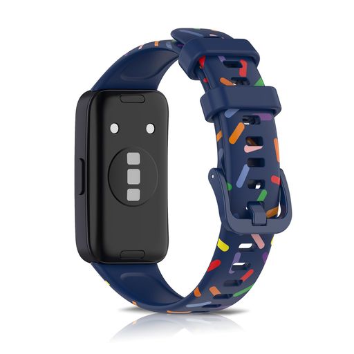 [RicYeel]HuaweiBand10/9/8対応シリコンバンドプライドエディションスポーツバンド交換用ストラップ交換ベルト柔らかい防汗軽量通気性調整可能時計バンドHuaweiBand10/9/8用ブルー