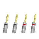 FOSIAUDIOバナナプラグ4本セット/2ペアコネクタ金属製【ねじ込み式/24K金メッキ/金属シェル】ソルダーレススピーカーケーブル/スピーカーワイヤー/壁プレート用(2)