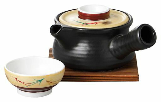 エールネット(Ale-net)土瓶蒸し240cc黒マット金彩松急須型土瓶蒸し蒸し器土瓶むし直火可