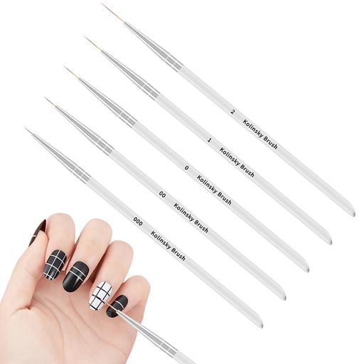 ネイルブラシ極細5本セットネイルライナー筆ジェルネイルブラシ線を引くネイルアートペンネイル筆6MM9MM12MM19MM24MM(クリア)