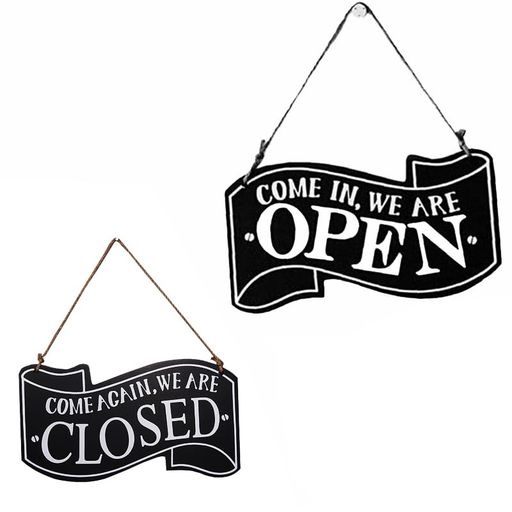 オープンクローズOPEN/CLOSE両面看板ボードサインプレートプレート両面サインリバーシブルひも付きオシ..