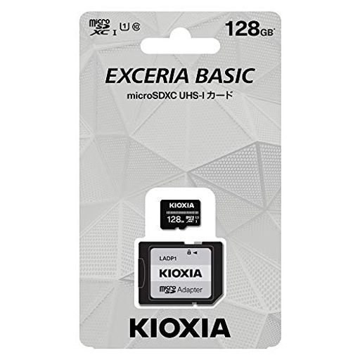 128GB ●容量:128GB●スピードクラス:クラス10/UHS-I●外寸:縦15x横11x厚1mm●重量:0.3g●SD専用変換アダプタ付