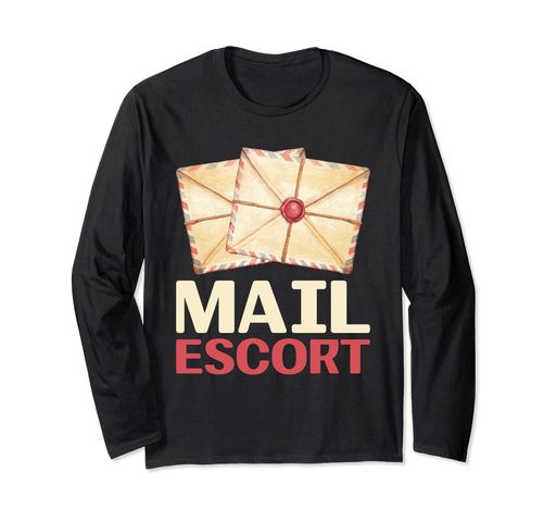 郵便エスコート配達郵便労働者郵便配達おもしろい長袖Tシャツ