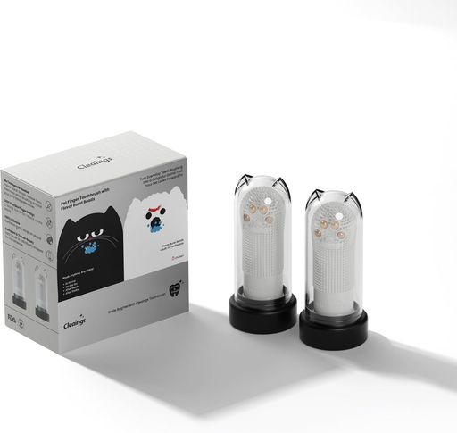 cleaings 犬 歯ブラシ 指歯ブラシ 犬用歯磨きセット フレーバービーズ付き 360°シリコン ドッグトゥースブラシ 犬デンタルケア 歯垢除去 口臭対策 歯磨き粉不要 犬猫兼用 チキン味 2本セット