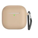 AirPods4ケース【2024年発売】AirPods第4世代シリコンケースソフト保護カバー厚手軽量耐衝撃防塵かわいいTPUケース多色選択カラビナ付き紛失防止xiahuasm(ブラウン)(2)